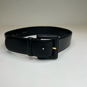 Black Vintage Valentino leather belt with leather wrapped buckle.